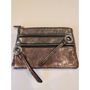 Brighton Zip It Up Small Pouch Metallic Cosmetic Bag Wallet Carry All